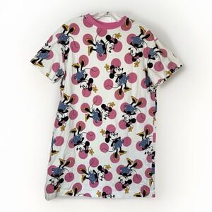 Disney Minnie Mouse Pink Polka Dot Sleep Shirt Nightgown Womens Medium Lounge